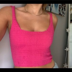 Hot pink stretchy fitted crop top tank